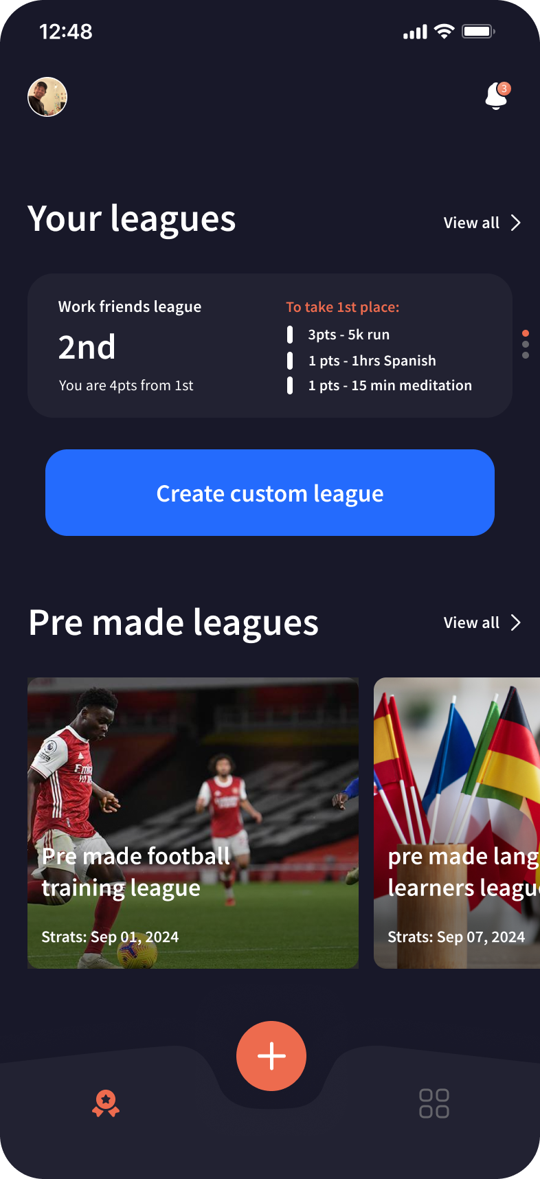 GoProveIt home screen showing your live leagues