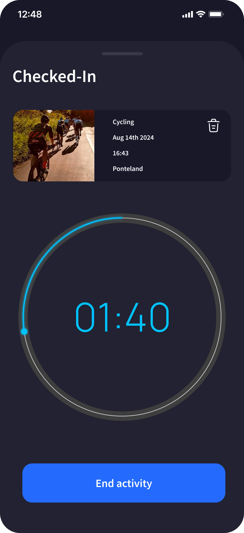 Checked-in session timer running